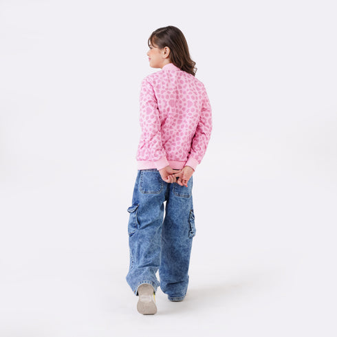 PINK PRINTED BOMBER JACKET